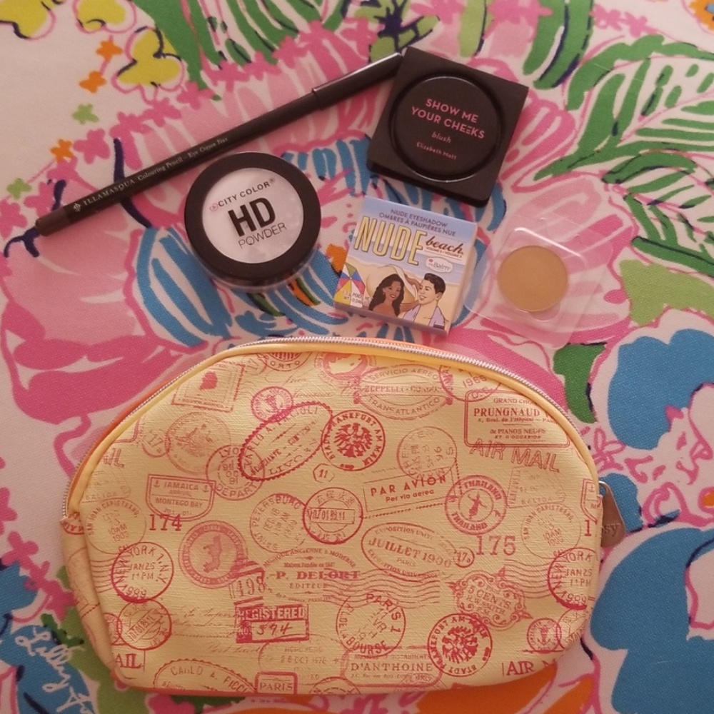 Ipsy bag and unused makeup